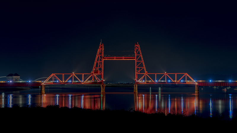 夜の筑後川昇開橋